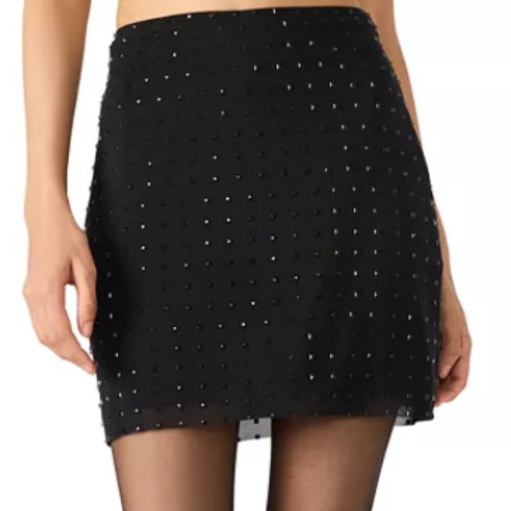 Steve Madden Keily Gemstone Mini Skirt - Black - Medium